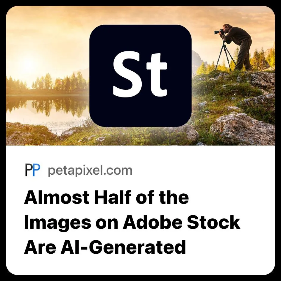 Adobe Stock: AI-генерації складають ~50% портфоліо, реальні фото отримують більше відмов