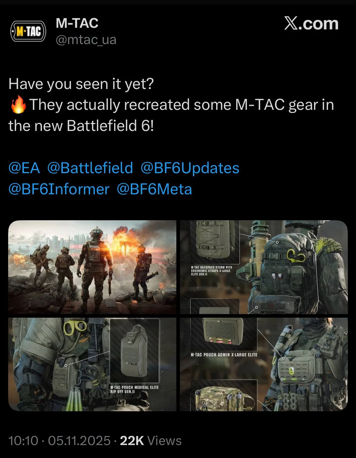 Battlefield 6 відтворив спорядження українського бренду M-Tac у грі