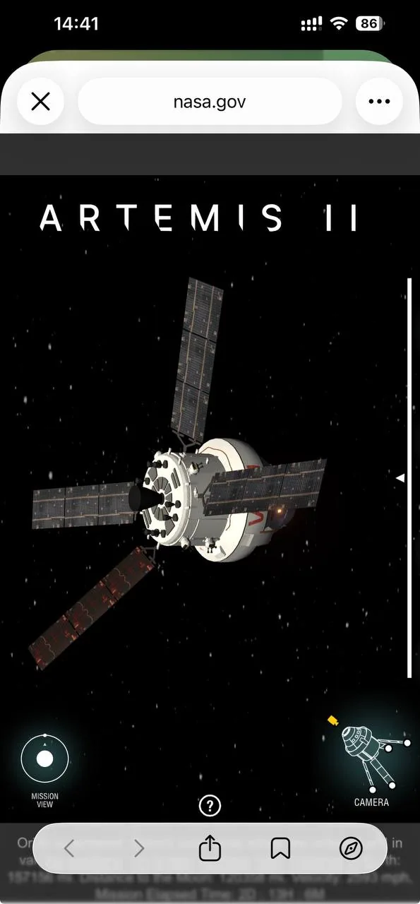 NASA Artemis II: онлайн-дашборд із реальним положенням місячного апарату