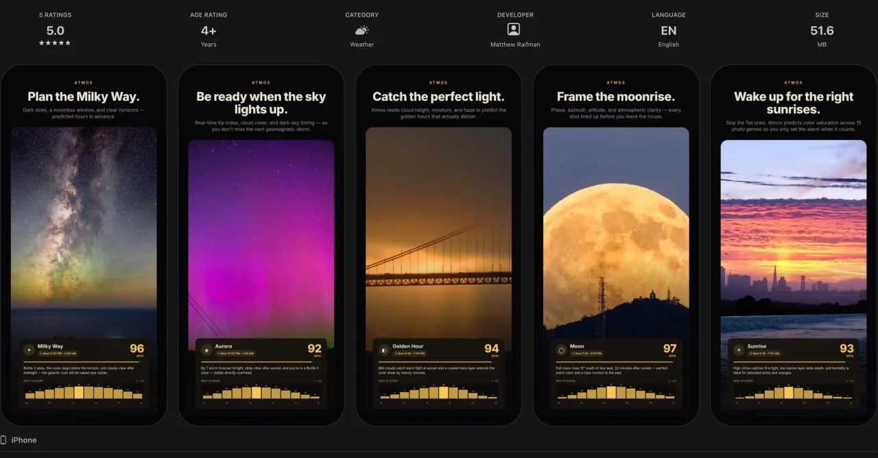 Atmos: погодний застосунок для фотографів (iPhone)